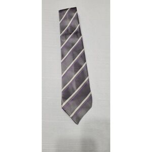 Geoff Nicholson Mens Silk Tie Grey Purple Cream Striped Made in Italy